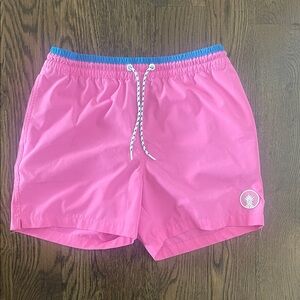 chubbies Pink Swim Trunks with Teal Waistband